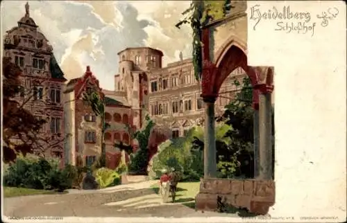 Künstler Litho Heidelberg am Neckar, Schlosshof