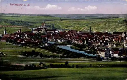 Ak Rottenburg Neckar, Blick auf den Ort mit Landschaft