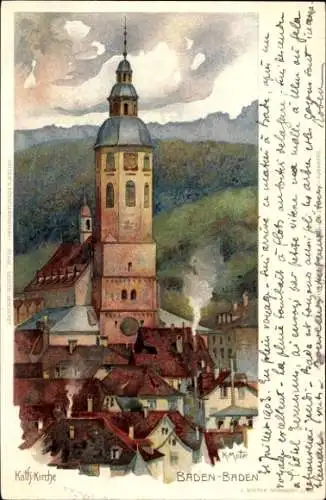 Künstler Litho Mutter, K., Baden Baden am Schwarzwald, Katholische Kirche, Außenansicht