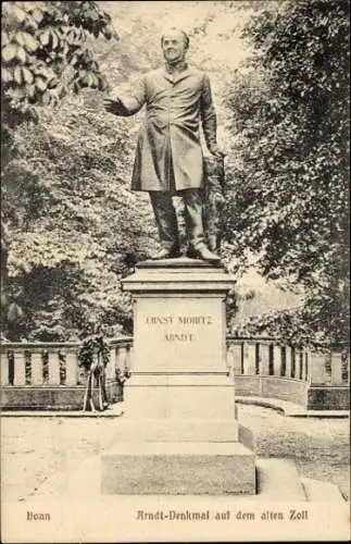 Ak Bonn, Blick auf Ernst Moritz Arndt Denkmal auf dem alten Zoll