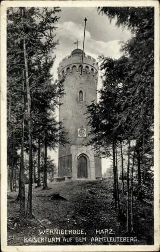 Ak Wernigerode am Harz, Kaiserturm auf dem Armeleuteberg, Aussichtsturm