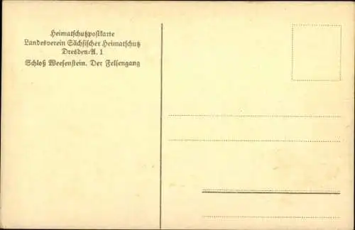 Ak Weesenstein im Müglitztal Sachsen, Schloss Weesenstein, Felsengang