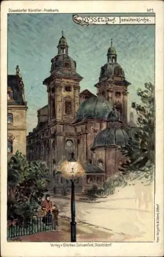 Künstler Litho Düsseldorf am Rhein, Jesuitenkirche