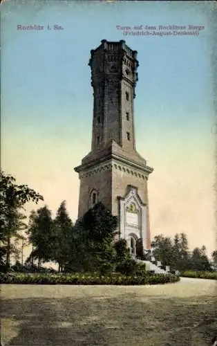 Ak Rochlitz an der Mulde, Turm auf dem Rochlitzer Berg, Friedrich August Denkmal