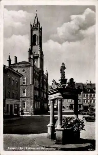 Ak Kamenz in Sachsen, Andreasbrunnen und Rathaus