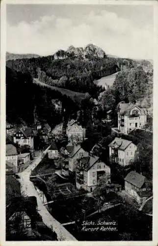 Ak Kurort Rathen im Elbsandsteingebirge, Stadtpanorama, Wald