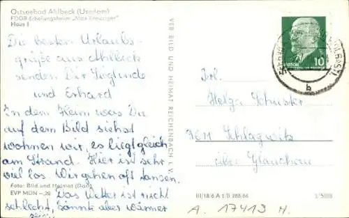 Ak Ahlbeck auf Usedom, Ostseebad, FDGB Erholungsheim Max Kreuziger