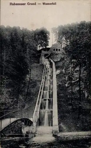 Ak Rabenau im Erzgebirge, Rabenauer Grund, Wasserfall