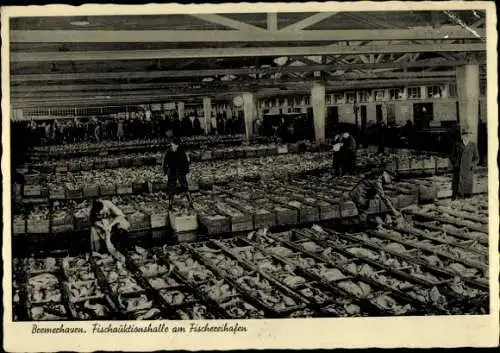 Ak Bremerhaven, Fischauktionshalle am Fischereihafen