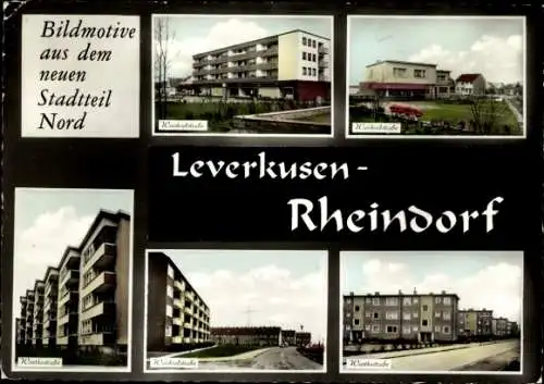 Ak Leverkusen-Rheindorf im Rheinland, Strassenansichten, Hochhäuser