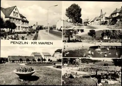 Ak Penzlin Mecklenburg, Internat der Oberschule J. H. Voß, Hirtenstraße, Freibad, Warener Chaussee