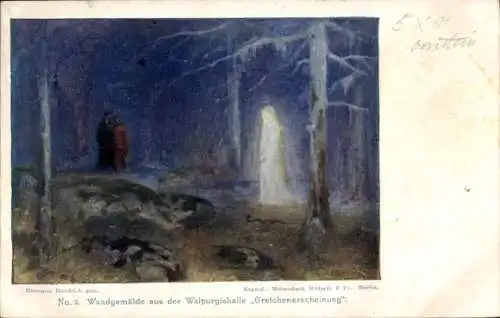 Künstler Ak Hendrich, Hermann, Thale im Harz, Hexentanzplatz, Walpurgishalle, Gretchenerscheinung