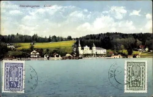 Ak Leoni Starnberg in Oberbayern, Partie am See mit Blick auf das Ufer, Purger 11783