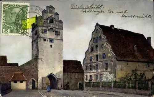 Ak Dinkelsbühl in Mittelfranken, Nenke und Ostermaier Serie 149 Nr. 2774, Nördlinger Tor, Stadtmühle