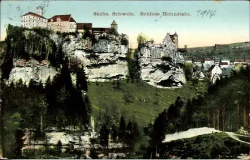 Ak Hohnstein Sächs. Schweiz, Schloss, Felsen