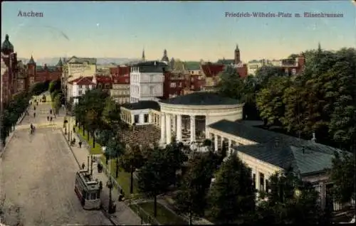 Ak Aachen in Nordrhein Westfalen, Friedrich Wilhelm-Platz mit Elisenbrunnen