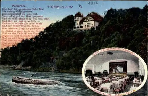 Lied Ak Hameln an der Weser, Hotel Felsenkeller, Weserlied, Dampfer