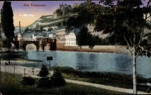 Ak Bad Kreuznach in Rheinland Pfalz, Teilansicht, Brücke