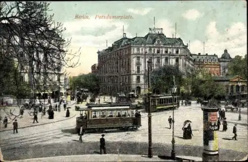 Ak Berlin Tiergarten, Potsdamer Platz, Straßenbahn