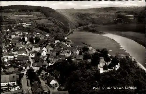 Ak Polle an der Weser, Fliegeraufnahme