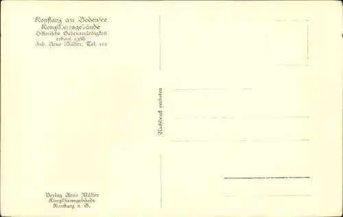 Künstler Ak Konstanz am Bodensee, Konziliumsgebäude, Germania, Konstanza, Vater Rhein