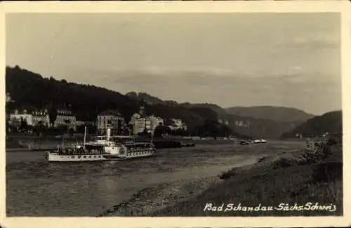 Ak Bad Schandau Sächsische Schweiz, Stadt und die Elbe, Dampfer Pillnitz