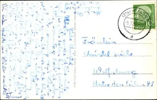 Ak Fürstenberg Oberweser, Flusspartie am Schloss mit Dampfschiff, Weserlied