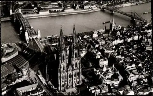 Ak Köln am Rhein, Luftbild, Dom