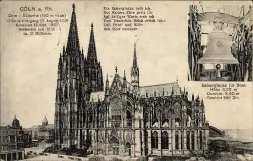 Ak Köln am Rhein, Dom, Gedicht, Kaiserglocke