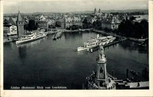 Ak Lindau am Bodensee Schwaben, Blick vom Leuchtturm