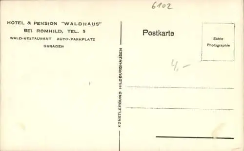 Ak Römhild in Thüringen, Hotel Pension Waldhaus