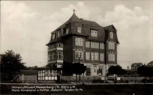 Ak Masserberg in Thüringen, Hotel, Konditorei und Kaffee Daheim