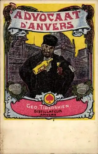 Ak Advocaat d'Anvers, Geo. Tiberghien, Distillateur Anvers, Eierlikör, Reklame