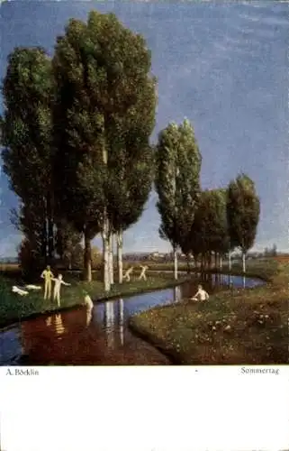 Künstler Ak Böcklin, Arnold, Sommertag, Badende am Fluss