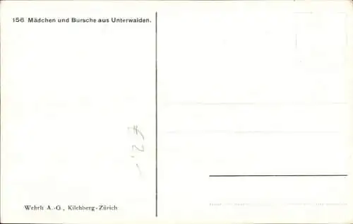 Ak Schweiz, Mädchen und Bursche aus Unterwalden, Volkstracht