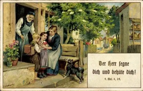 Künstler Ak Schmauk, C., Der Herr segne dich und behüte dich, 4. Mat. 6, 24