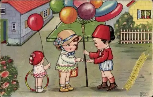 Künstler Ak Boriss, M., Mädchen kauft Ballons, Hula-Hopp, Amag 0304