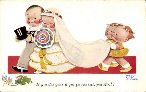 Künstler Ak Attwell, Mabel Lucie, Hochzeit, Brautpaar