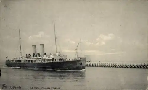 Ak Dampfer La malle princesse Elisabeth, Ostende Westflandern