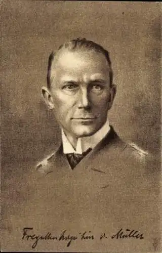 Künstler Ak Fregattenkapitän Karl von Müller, Portrait, SMS Emden, Kaiserliche Marine