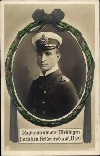 Passepartout Ak Otto Weddigen, Marineoffizier, Kapitänleutnant, U 29