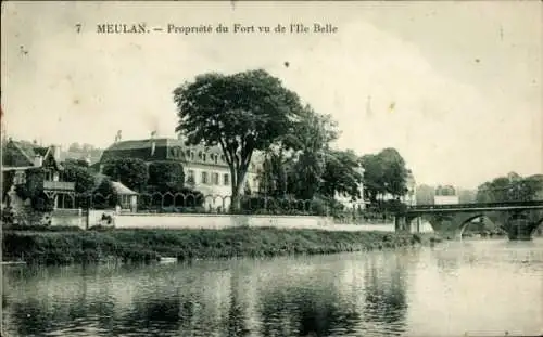 Ak Meulan en Yvelines, Propriete du Fort vu de l'Ile Belle