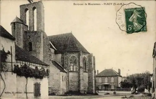 Ak Flagy Seine et Marne, Kirche