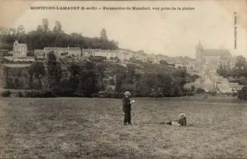 Ak Montfort l'Amaury Yvelines, Perspective de Montfort, vue prise de la plaine