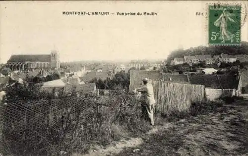 Ak Montfort l'Amaury Yvelines, Vue prise du Moulin