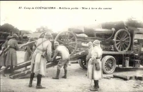 Ak Camp de Coëtquidan Morbihan, Artillerie, Mise à terre des canons