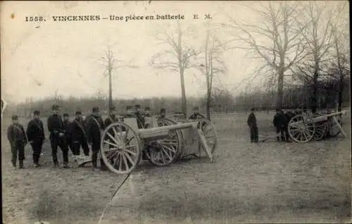 Ak Vincennes Val de Marne, französische Soldaten, Geschütze