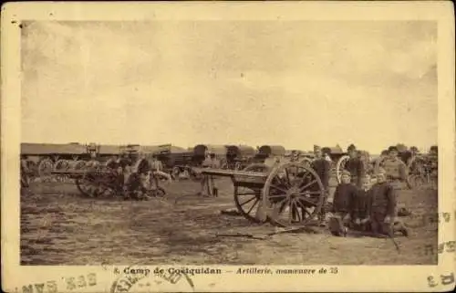 Ak Camp de Coëtquidan Morbihan, 8. Camp de Coetquidan Artillerie, manoeuvre de 75