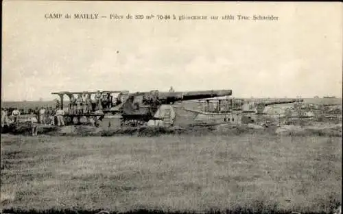 Ak Mailly le Camp Aube, Camp de Mailly, Soldaten, Geschütze vom Typ 320 mle