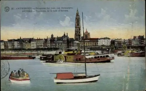 Ak Anvers Antwerpen Flandern, Panorama de la rade